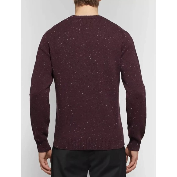 Club Monaco Mens Sweater Burgundy Marled 100% Wool Pullover Crewneck - Picture 2 of 11